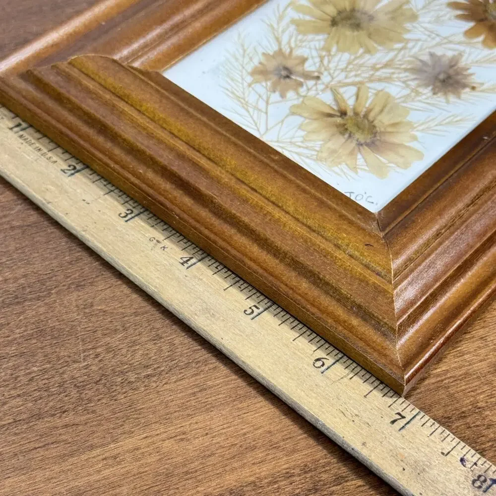 Vintage Pressed Flower Art Wood Picture Frame Floral Botanical Decor 7x9 Display